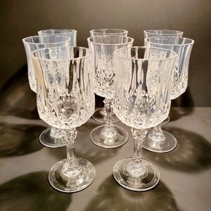 Vintage W.M. Dalton French Wine Glass. Sunburst Pattern Set of 8 Crystal MINT